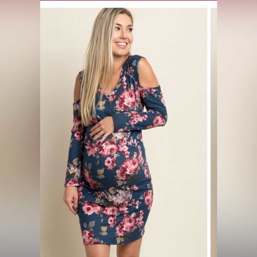 Pinkblush Floral Long Sleeve Maternity Dress Medium